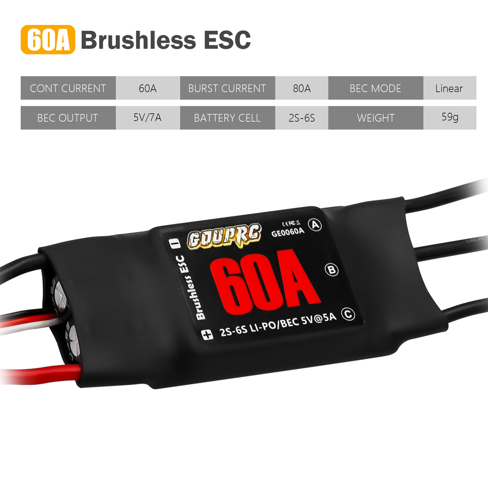 60A 브러시리스 ESC 2-6S 전기 속도 컨트롤러( - Rc Helicopter Electric 리뷰 및 가격